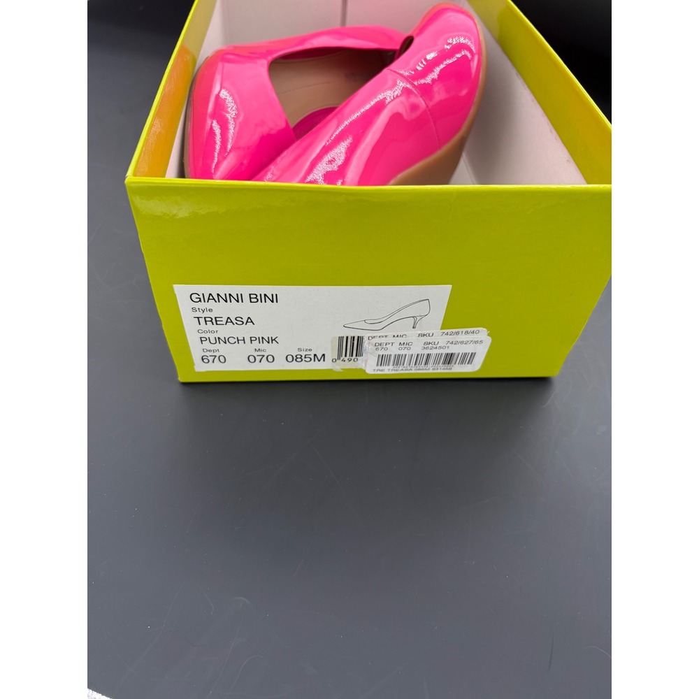 Gianni Bini Hot Pink Patent Leather Kitten Heel Pump 8.5M Pointed Toe Barbiecore - Picture 7 of 8